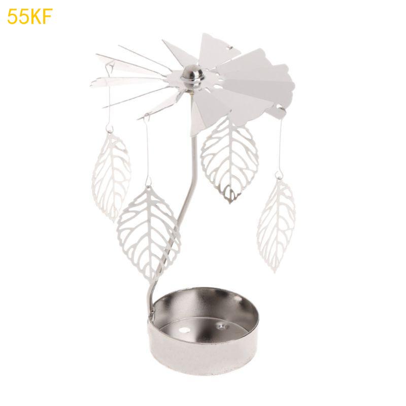55KF Rotating Holder Rotary Tealight Holder Christmas Table Decoration Windmill Revolving Candlestick for Wedding Gift