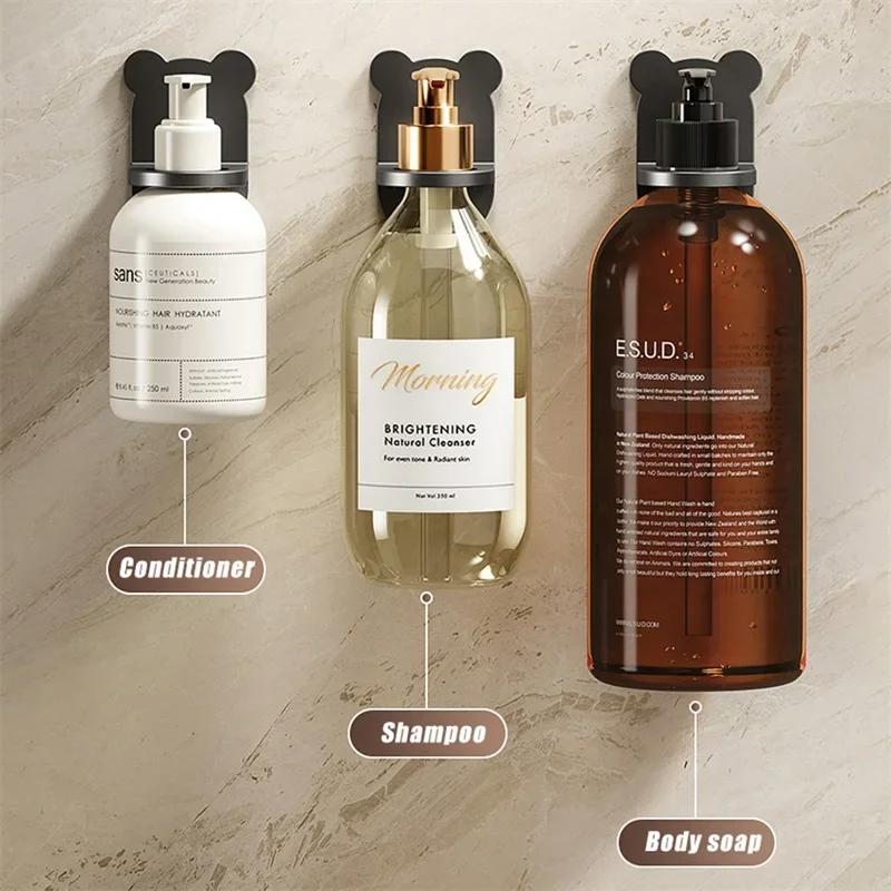 Adjustable Shower Gel Bottle Rack Wall Mounted Universal Shampoo Bottle Metal Holder Hand Soap Dispenser Hook Free Punching New