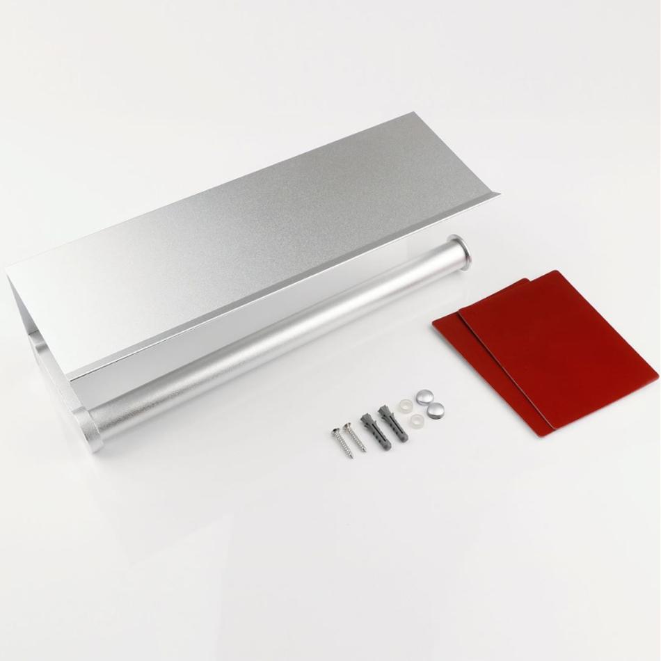 Toilet Paper Holder with Shelf Adhesive Wall Mounted Bathroom Kithcen Double Paper Towel Roll Rack Storage Holder Tissue Hanger