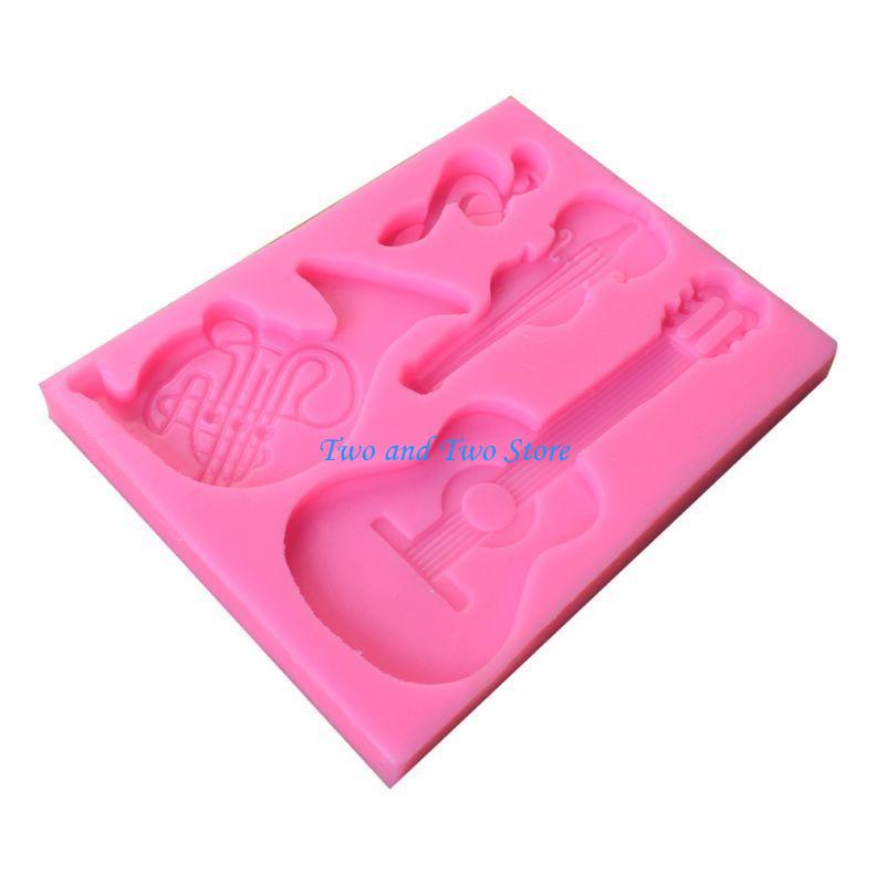 HX6F Shiny Glossy Silicone Resin Molds Guitar Violin Keychain Mold DIY Pendant Ornaments Jewelry Epoxy Resin Crafting Molds