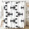 Whimsical Black Lobster Print Shower Curtain For Bathroom Decor White Fabric Waterproof Easy Install Shower Curtain Rings Includ