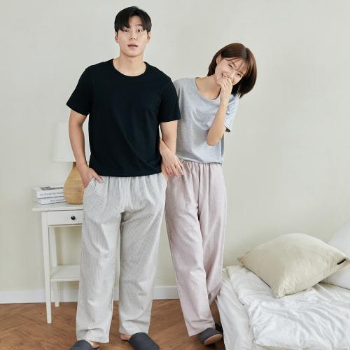 [JJINIYA] Venice 16-count Brushed Cropped Pajama Pants [Shipped from Korea] 100% Authentic Blue - 809