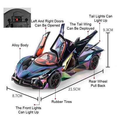 1:24 Skala Apollo Evo IE Supercar Modell Spielzeug Metallkarosserie Sound Licht Scheren Türen Geöffnet Miniatur Fahrzeug Schreibtisch Dekorationen