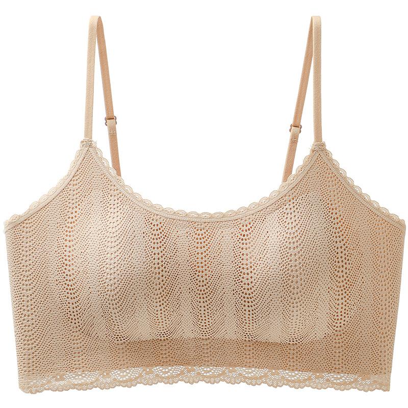 Short light oxygen lace stacked sling vest for women with chest pad integrated inside and can be worn outside tube top