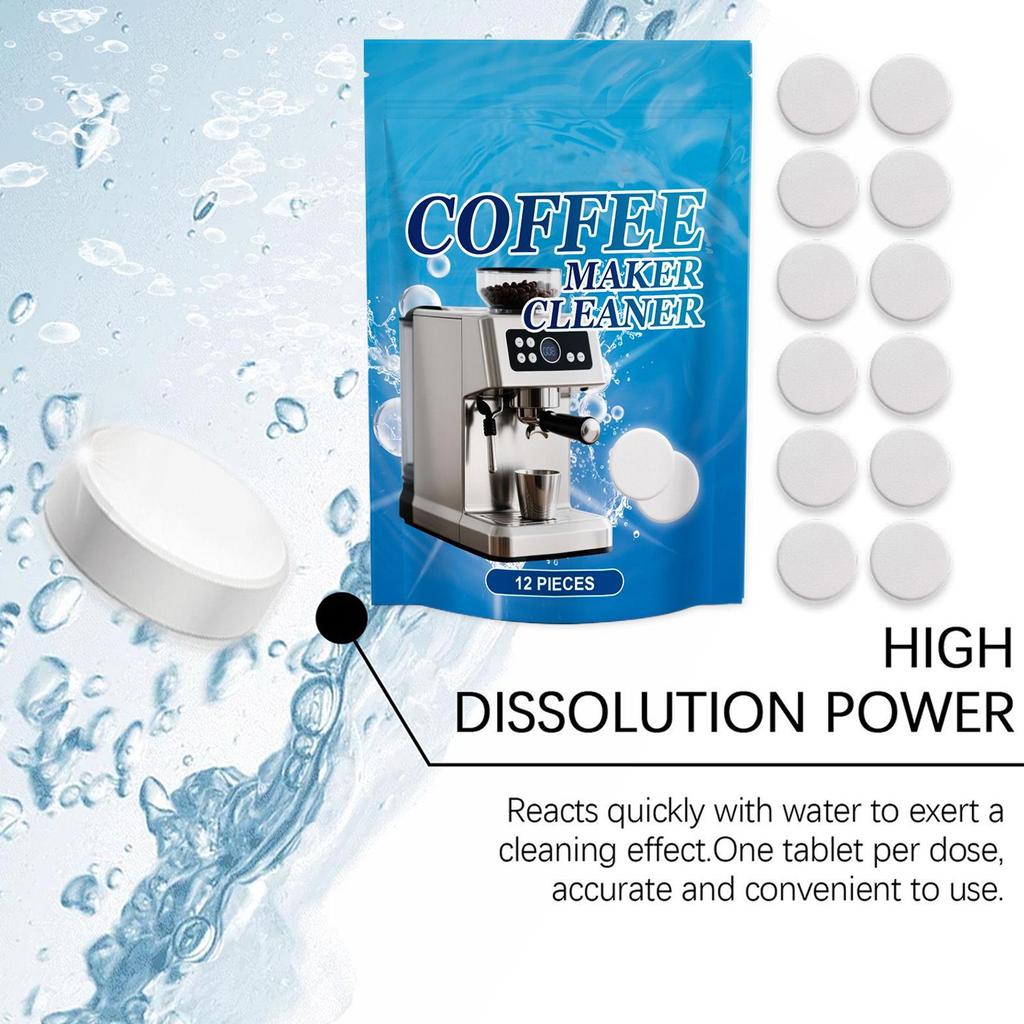 Coffee Machine Cleaning Tablets Drip Coffee Pot Cleaner Tablets 12-Count Brewer Maintenance Accessories For Kitchen Home Bar