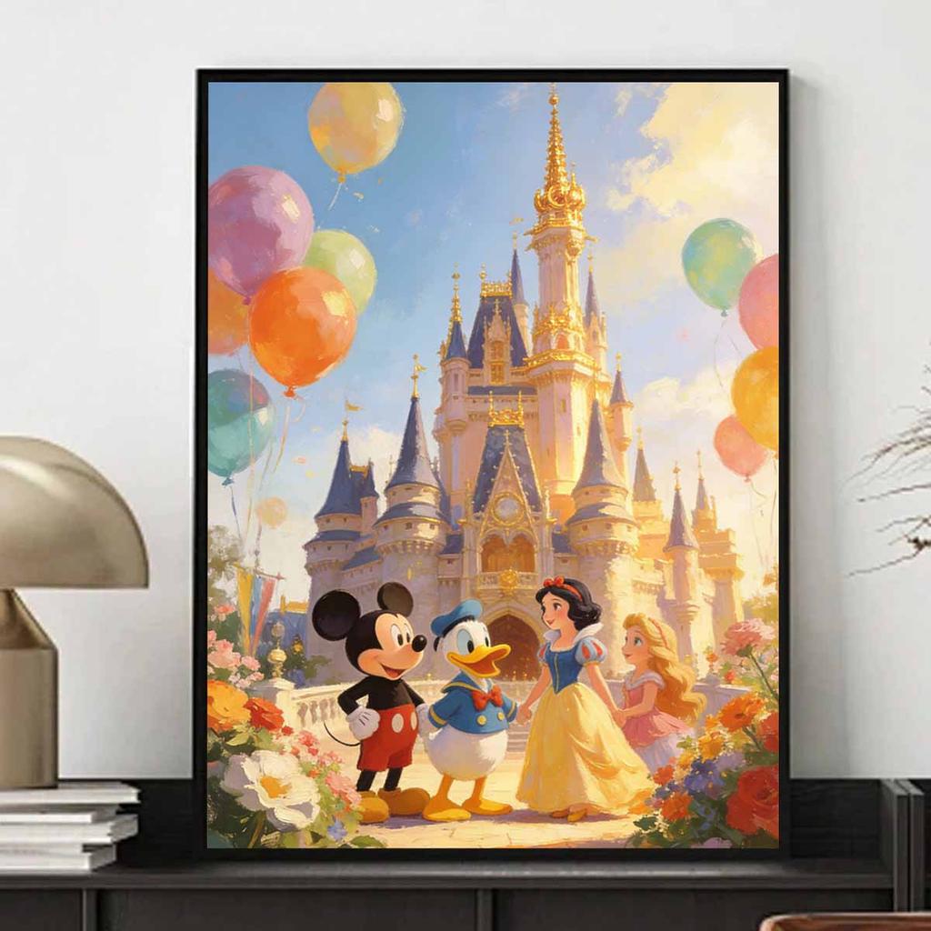Disney oil painting handmade painting art kit mosaic diy home decoration gift. Mickey Donald Duck Snow White castle balloons art