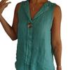 Women's Independent Station Fake Cardigan V-neck Cotton Linen Sleeveless Casual Shirt