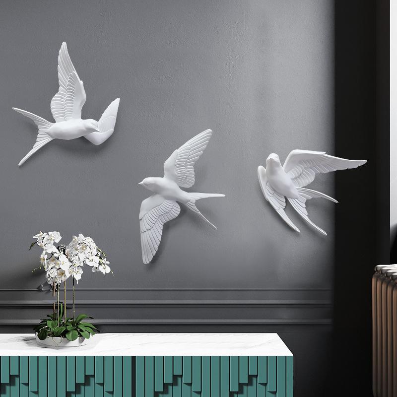 3D Flying Birds Wall Decor Modern Resin Swallow Sculptures Creative Art for Room Entryway Background Home Decor Ornaments