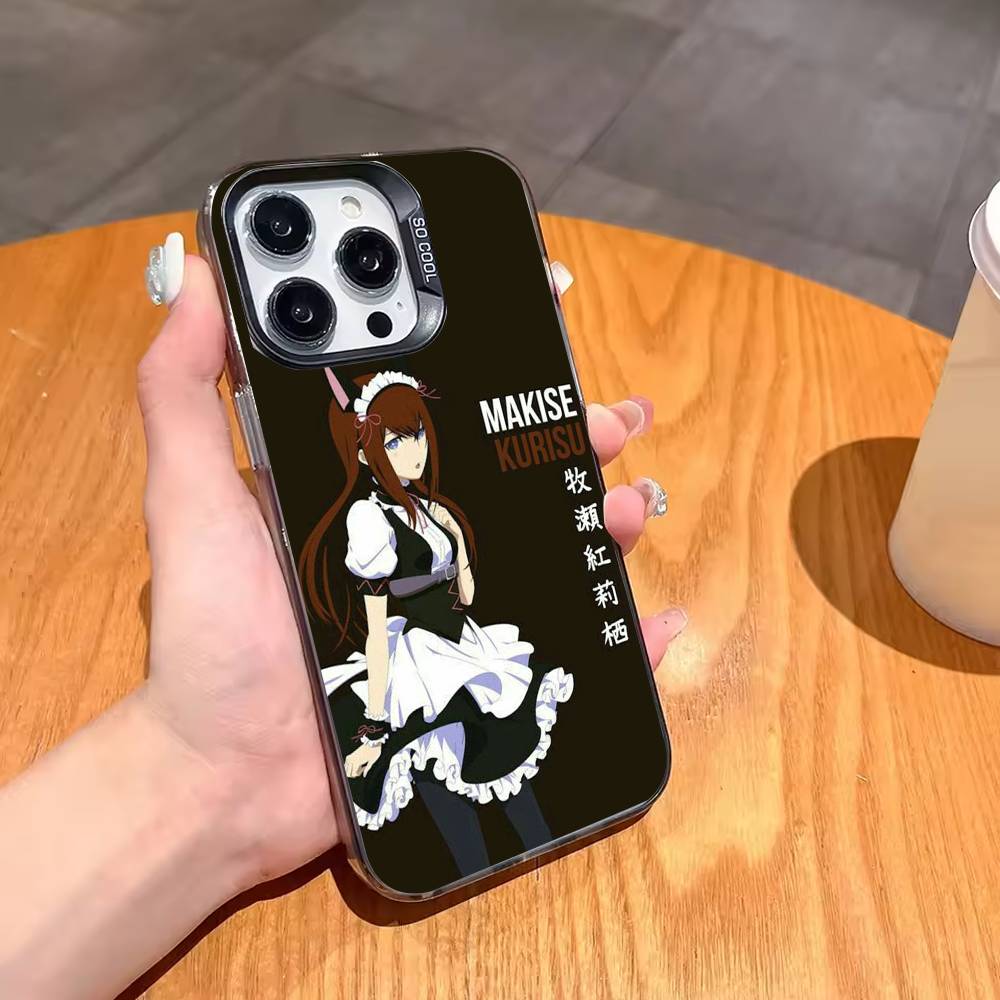 K-Kurisu M-STEINS GATE Makise-KM Чохол для телефону Для iPhone 17,16,15,14,13,12,11 Plus,Pro Max,XS,Кольоровий Позолочений Внутрішній Чохол