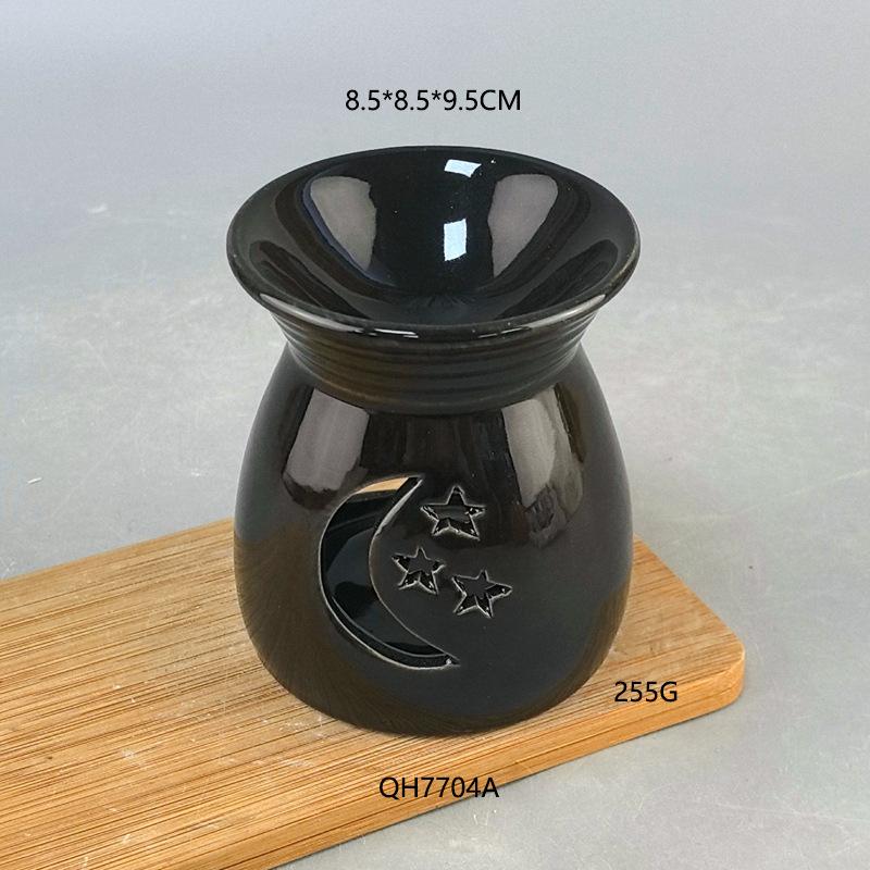 Ceramic Pure Black With Flower Holes Aromatherapy Stove Essential Oil Essential Oil Heating Stove