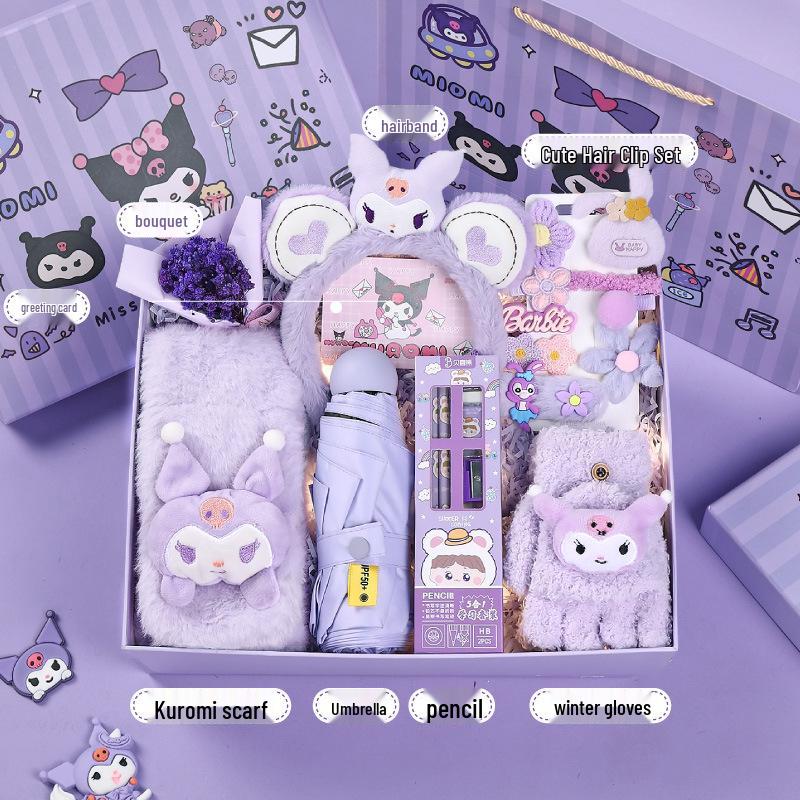 Set cadou de iarnă Kuromi: Eșarfe și Accesorii pentru Fete (Vârste 10-12)
