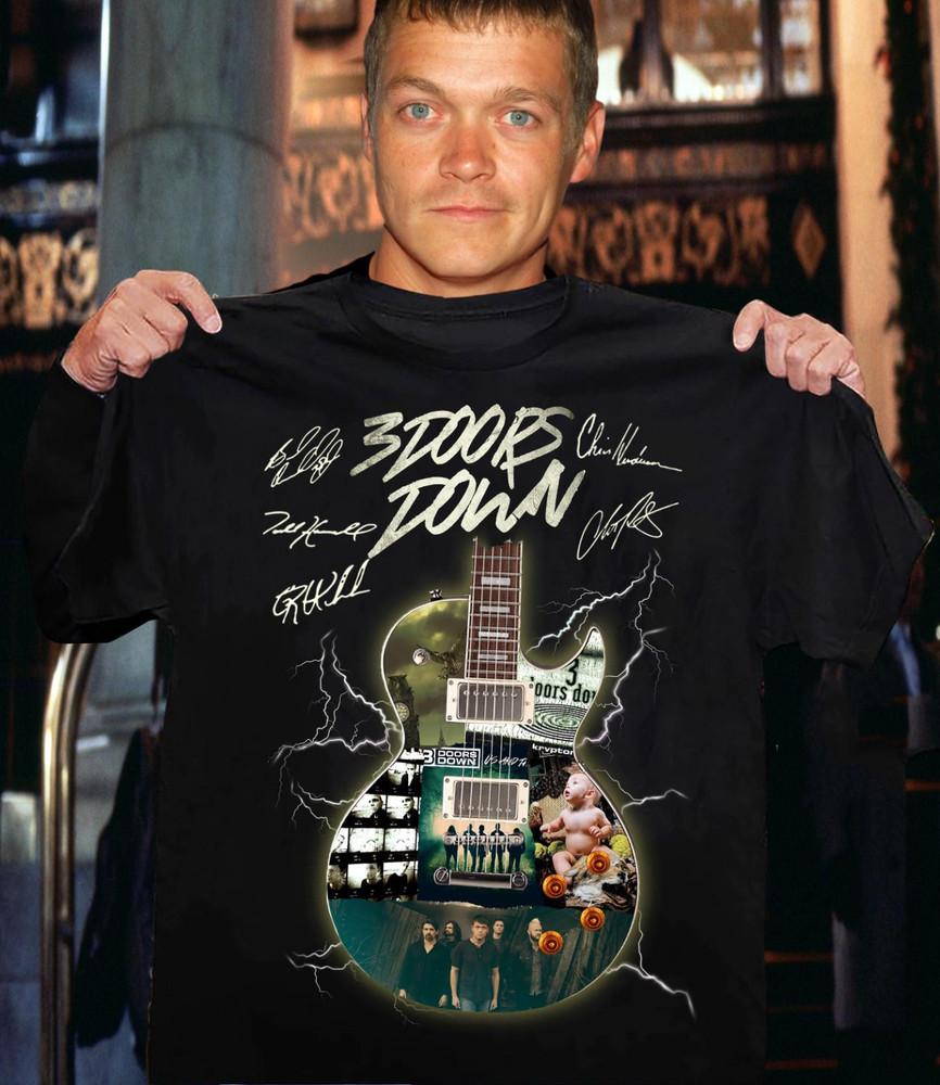 

3 Doors Down Band Signatures - CONCERT MUSIC Black All Size Shirt Unisex T-Shirt S