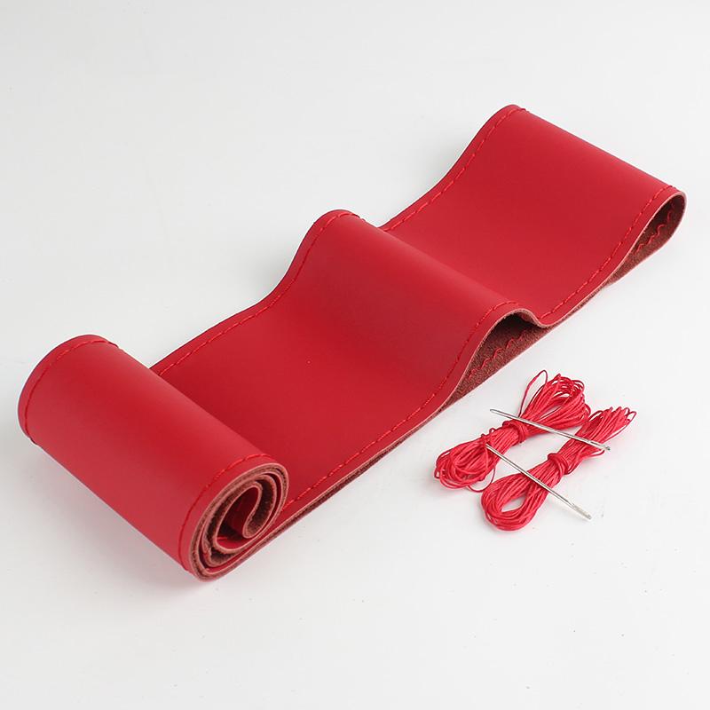 

38 см автомобильный чехол на руль из натуральной кожи, сшитый вручную, мягкий, нескользящий, для салона автомобиля A-3