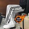 Men's Winter Fleece-Lined Wide-Leg Side Button Straight-Leg Sweatpants