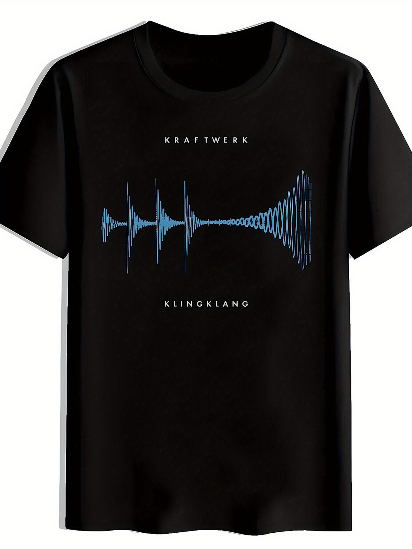 Black T-shirt with Vintage Rock Band Graphic - KRAFTWERK KLINGKLANG Design S