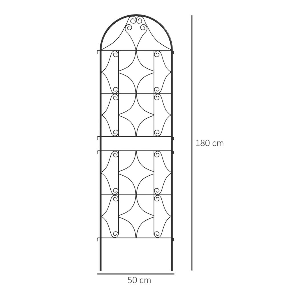 Set of 2 Garden Trellis Climbing Plant Supports, Metal, 50 X 180 Cm, Black
