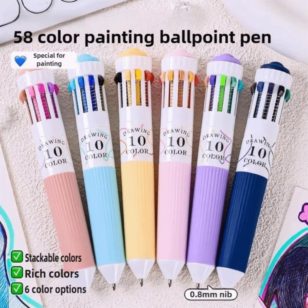 3Pcs/Box 10 Color Ballpoint Pens 0.8mm Multicolor Pens Colored Pens  for Painting Study Marking