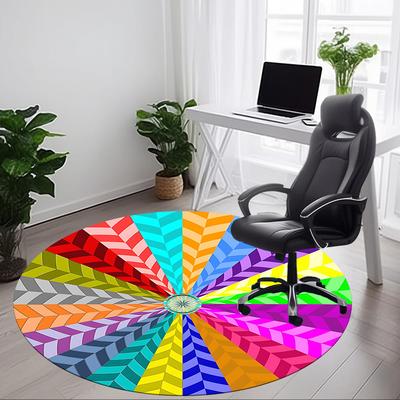 1pc Color Wheel Chair Carpet for Office Non Slip, Machine Washable Rug for Office, Room Holiday Decor for Christmas, Birthday Polyester