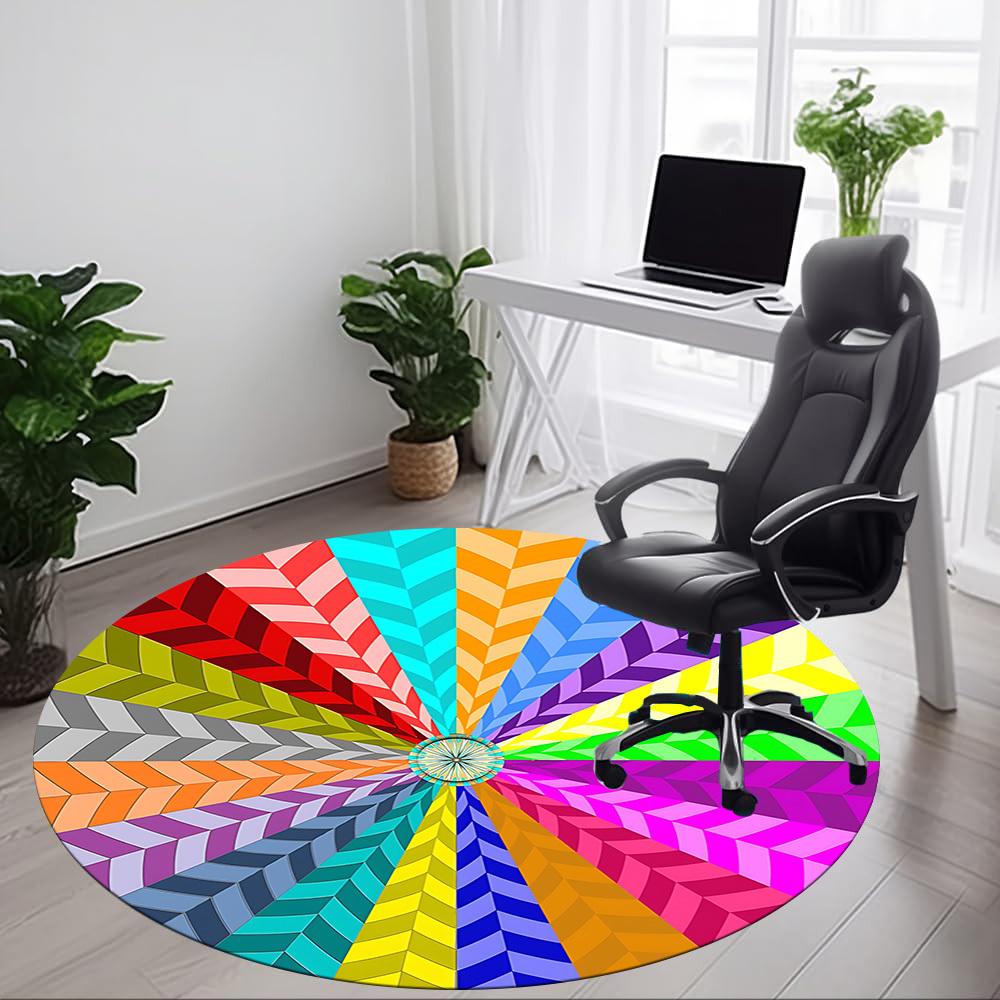 1pc Color Wheel Chair Carpet for Office Non Slip, Machine Washable Rug for Office, Room Holiday Decor for Christmas, Birthday Polyester
