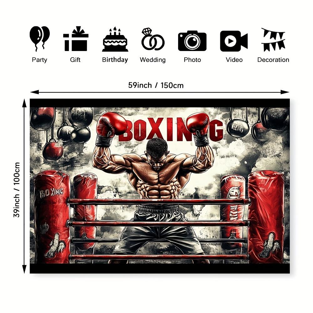 2D Flat Banner, 1pc Boxing Strength Wall Art Print Background Party BannerXY