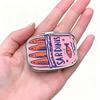 Cute Sardines Print Metal Pill Case, Portable 2-Compartment Mini Pill Organizer, Small Travel Medicine Box for Pocket & Purse