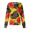 Women's Casual Long Sleeve Hawaiian Floral Print Single Button Scrub Cardigan Top for Uniform