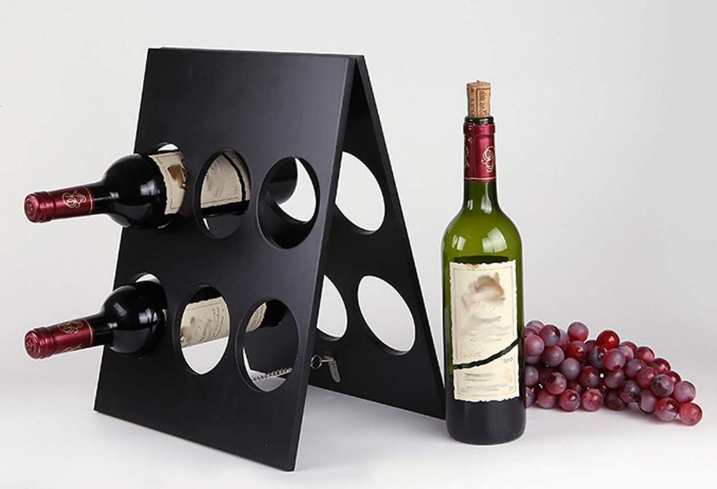 [narunaru] Antique Wooden Wine Holder/Wine Rack, Foldable, Holds 6 Bottles, Stylish
