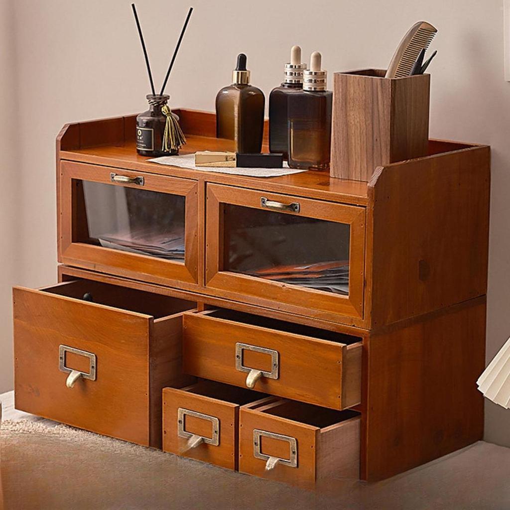 Desk Organizer Featuring Drawers, Suitable for Stationary and Personal Care
