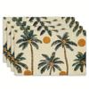 Vintage Tropical Coconut Palm Tree Orange Sun Linen Texture Print Rectangular Placemats Set Boho Summer Dining Table Decor Mats