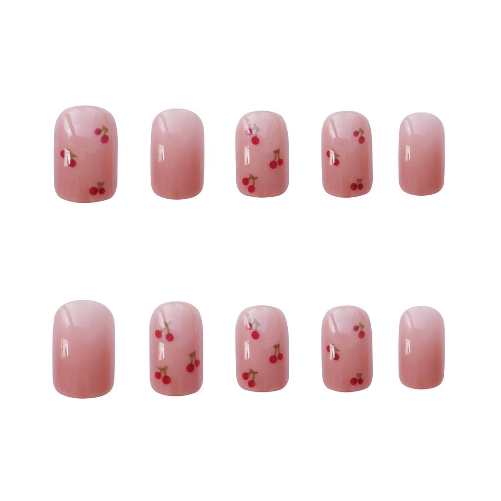 24Pcs French Ballet Press On Nails Reusable Full Cover Fake Nail Tips Artificial Manicure Set
