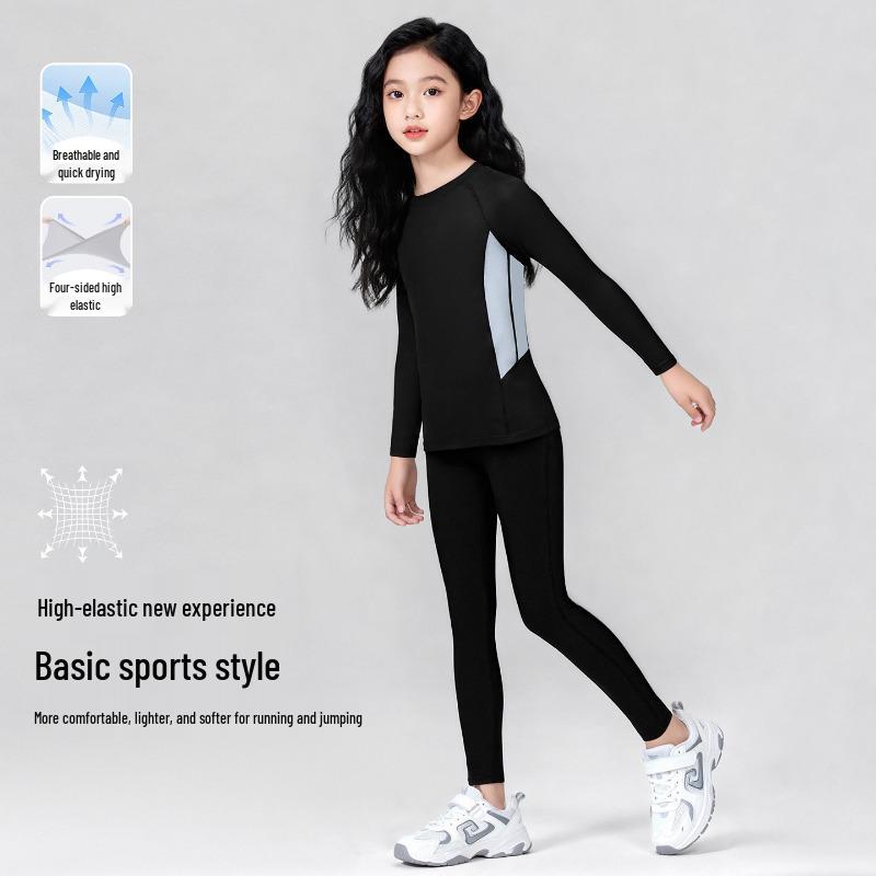 Dětský lyžařský oblek HuiLi: Dámské podvlékací triko na podzim a zimu, teplé, s rychleschnoucím povrchem a sametovou podšívkou.