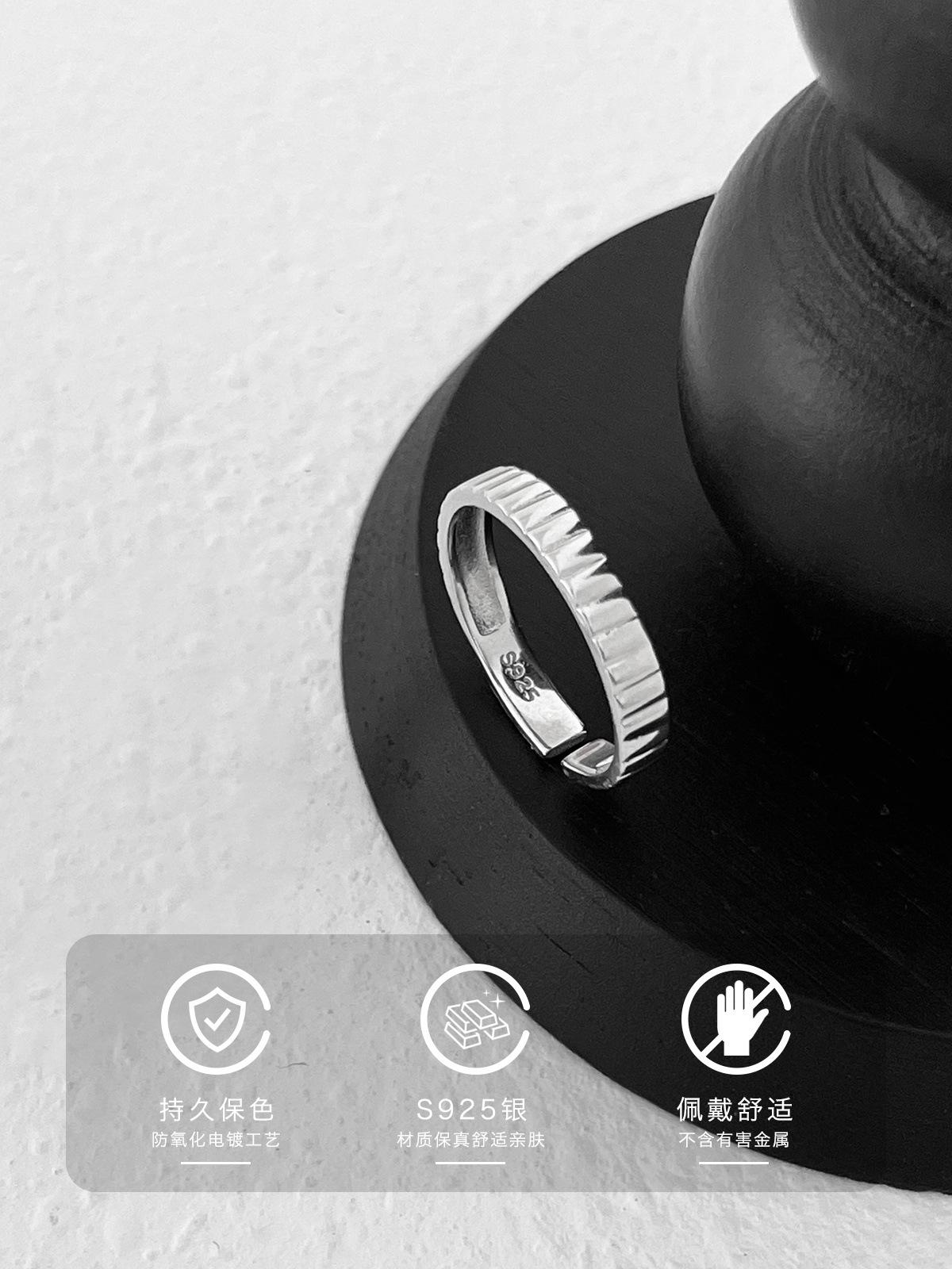 

Кольцо с вертикальным узором из стерлингового серебра 925 пробы, женское, простое, нишевое, ретро-дизайн, расширенное чувство, холодное, открытое, кольцо на указательный палец, новое opening adjustable