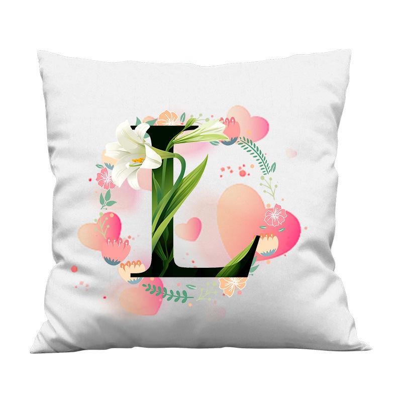 

Скандинавский стиль Инс Белый День святого Валентина 26 английских букв Цифровая печать Подушка для дивана Чехол для подушки из персиковой кожи 45 * 45 pillowcase