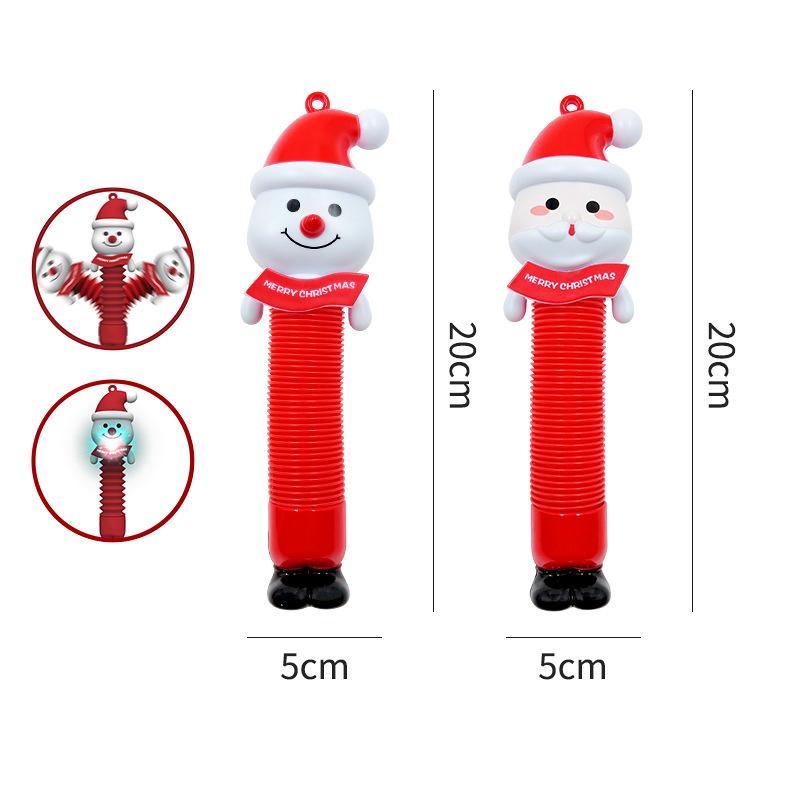 Glowing Stretch Snail Decompression Toy Santa Claus with Light Telescopic Tube