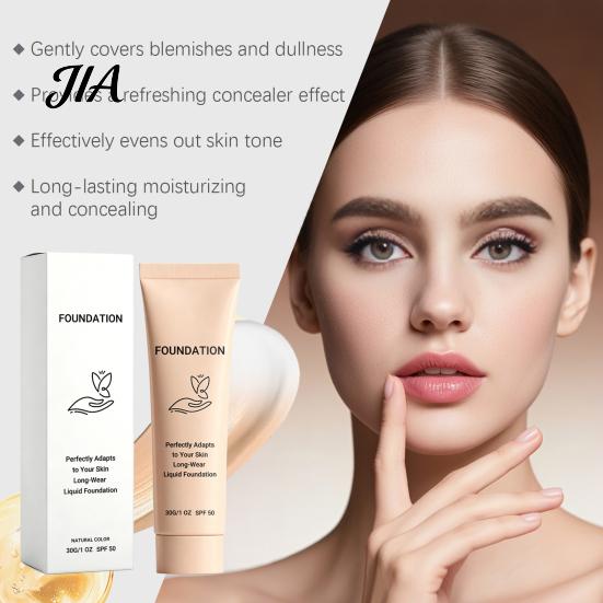 Long-Lasting Foundation 30G Color Changing Liquid Foundation, SPF 50 Natural Deep Tone Sunscreen Lightweight Makeup Concealer for All Skin Types