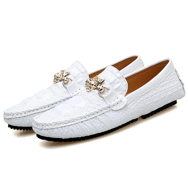 Shoes Men Loafers Leather Moccasin Crocodile Style Footwear Slip On Flat Driving Boat Shoes Classica