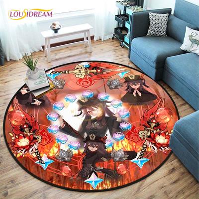 Genshin Impact okrągłe dywaniki do sypialni Cartoon dywany do salonu dzieci miękki dywanik antypoślizgowa mata podłogowa Home Decor Camping piknik