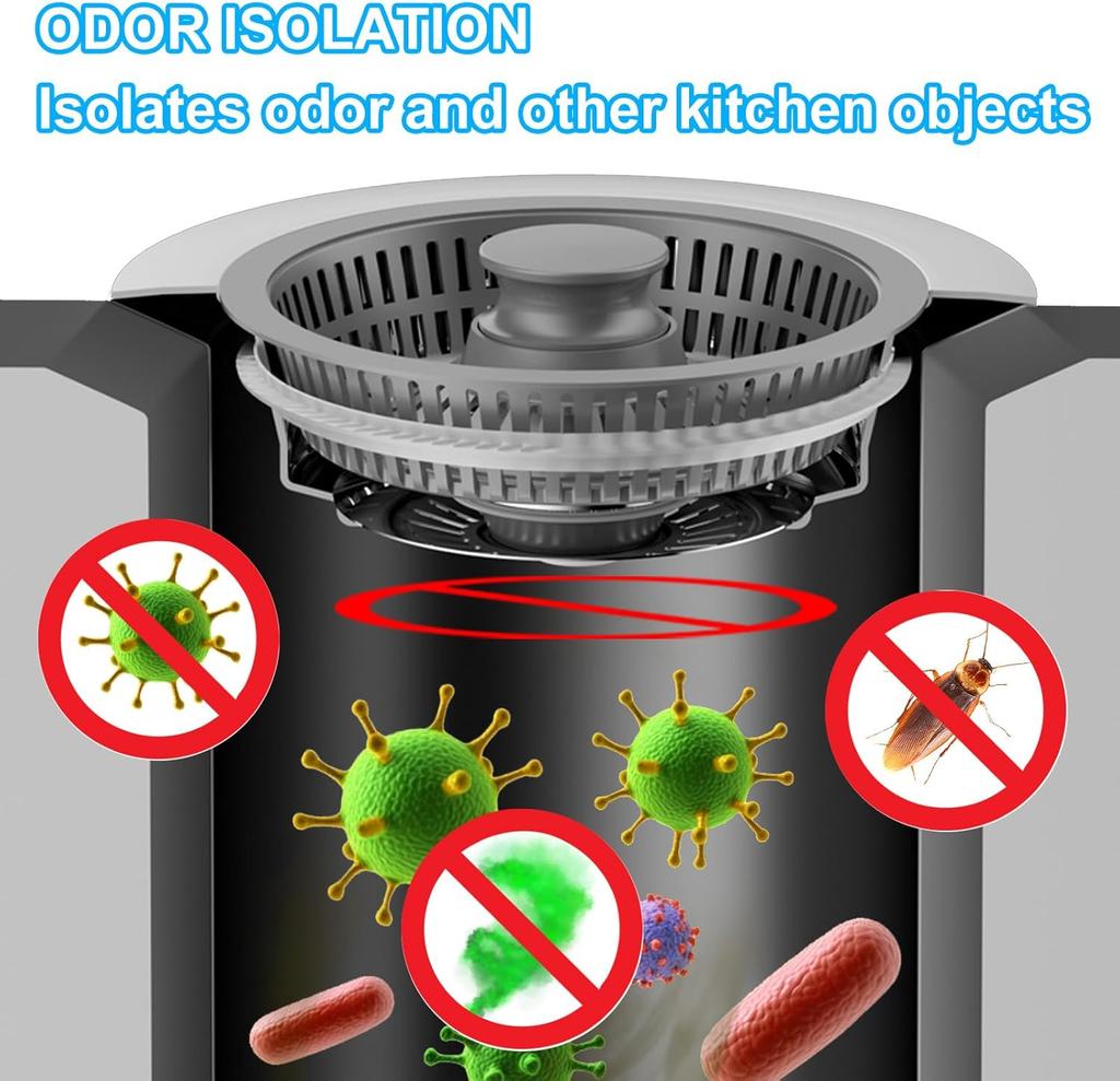 3 in 1 Kitchen Sink Drain Strainer Stainless Steel Pop Up Sink Stopper Kitchen Sink Stopper Drain Plug with Anti-Clogging Basket