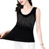 Black Sleeveless Fashionable Camisole for Women - Versatile Summer Top with Hot Drill Design