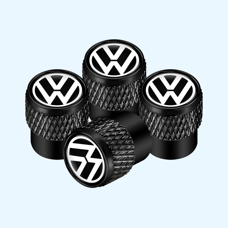 4Pcs Car Tire Valve Stems Cap Knurling Style Tire Valve Cap for Volkswagen VW GOLF POLO PASSAT TIGUAN TOURAN TOUAREG JETTA GTI
