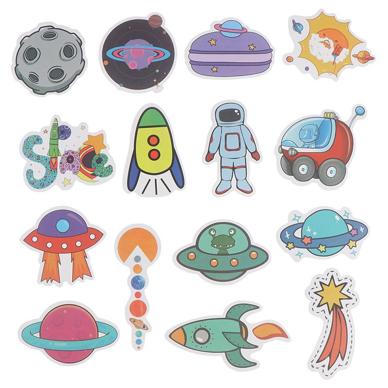 50 szt. Kreskówkowe naklejki z planetami kosmicznymi na laptopa, bagaż, gitarę, deskorolkę
