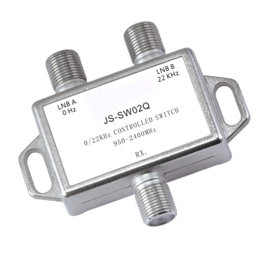 Satellite Switch 022KHz 2 in 1 Out Compact Zinc Alloy TV Signal Switch for Switching TV Channel
