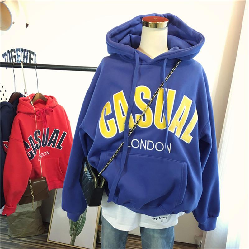 

Толстовка с капюшоном для женщин на осень и зиму, с толстым бархатом, свободного кроя, утягивающая и универсальная куртка 2XL синий