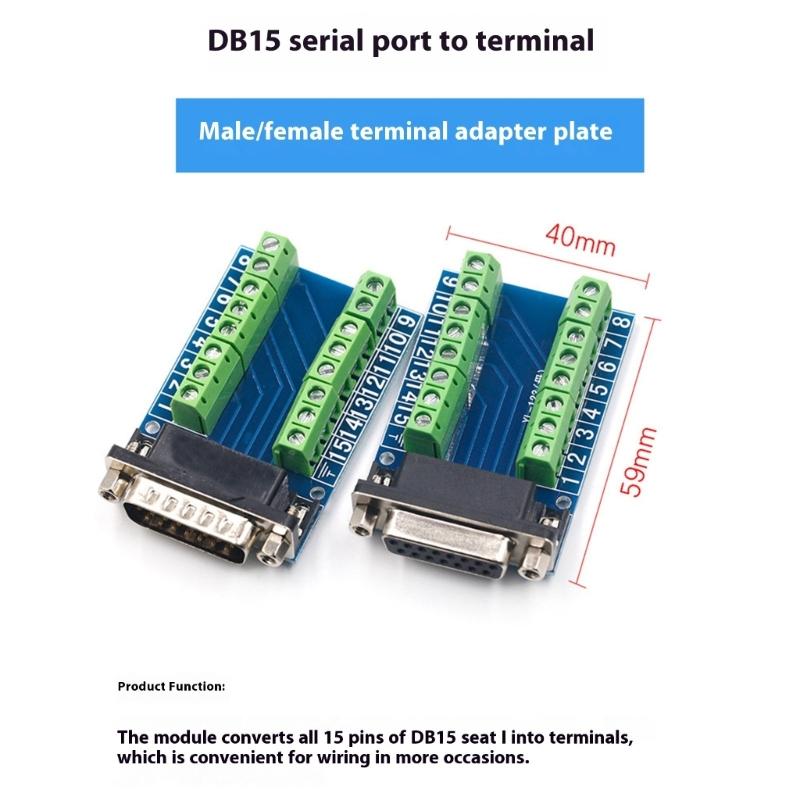 15Pin VGA Terminals Block Board DB15 Breakouts Connectors Board High Compatibility For DIY Electronics Projects Systems