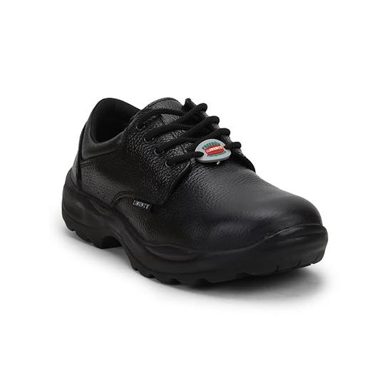 Liberty Freedom Shakti-CT Lacing Hard Toe Safety Shoes for Men | PU Sole | Drymill Leather Outsole| Water Resistance | Shock Absorber (Black - 5 UK)