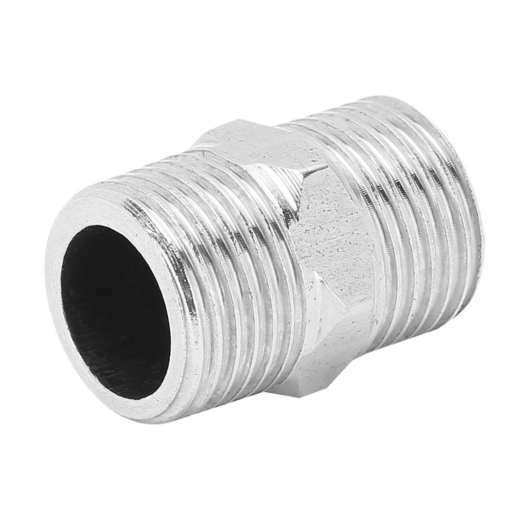 5Pcs 1/2in Stainless Steel Hexagonal Nipple Threaded Pipe Connector Fittings for Water Heating