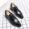 European Station Men Fashionable Derby Shoes Pointed Toe Classic Lace Business Wear Leather Shoes Black Brown 37-45 Men Shoes