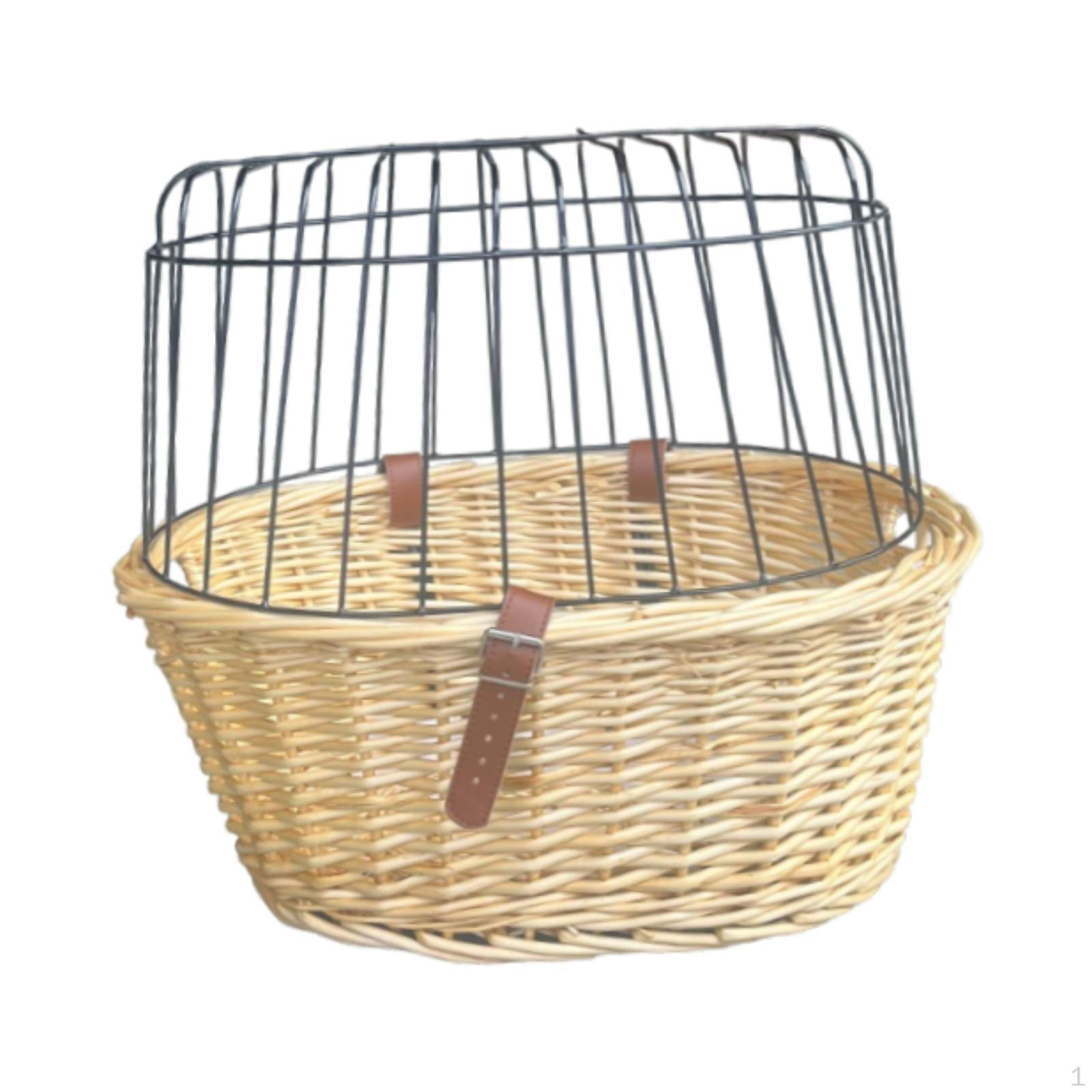 

Корзина для велосипеда, плетеная вручную корзина, переноска для домашних животных на руль велосипеда спереди Wood color