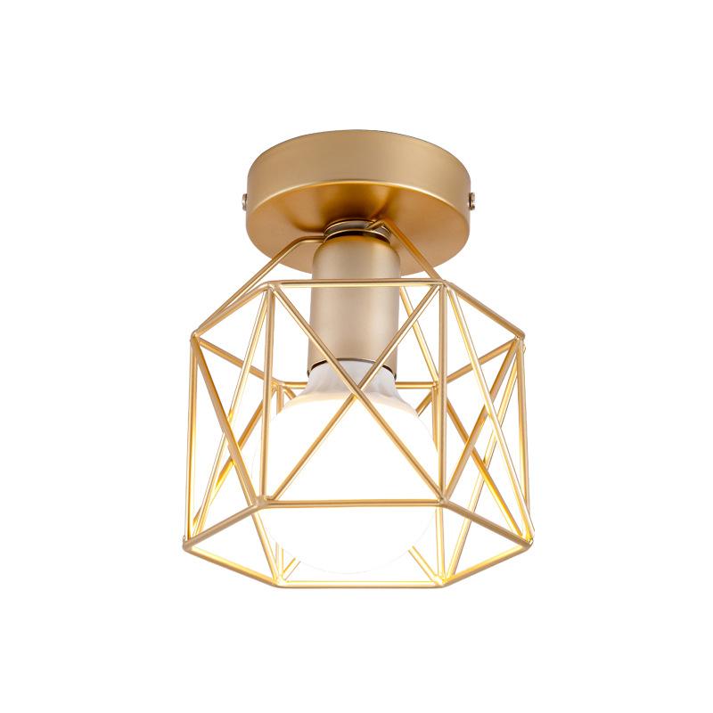 Golden Retro Ceiling Lamp for Balcony Corridor with 7W Bulb E27 Metal LED Ceiling Lights for Living Room Bedroom Porch 110-220V