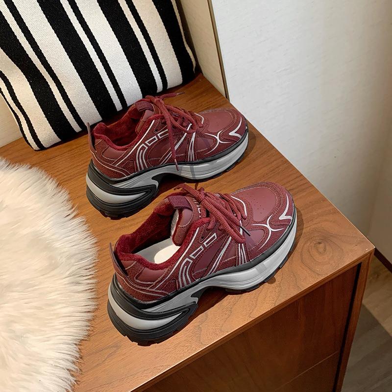 New platform cotton shoes women's autumn and winter casual sports velvet dad shoes